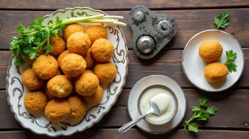 Family enjoying a meal with Papas Rellenas Recipe Chilean Style.