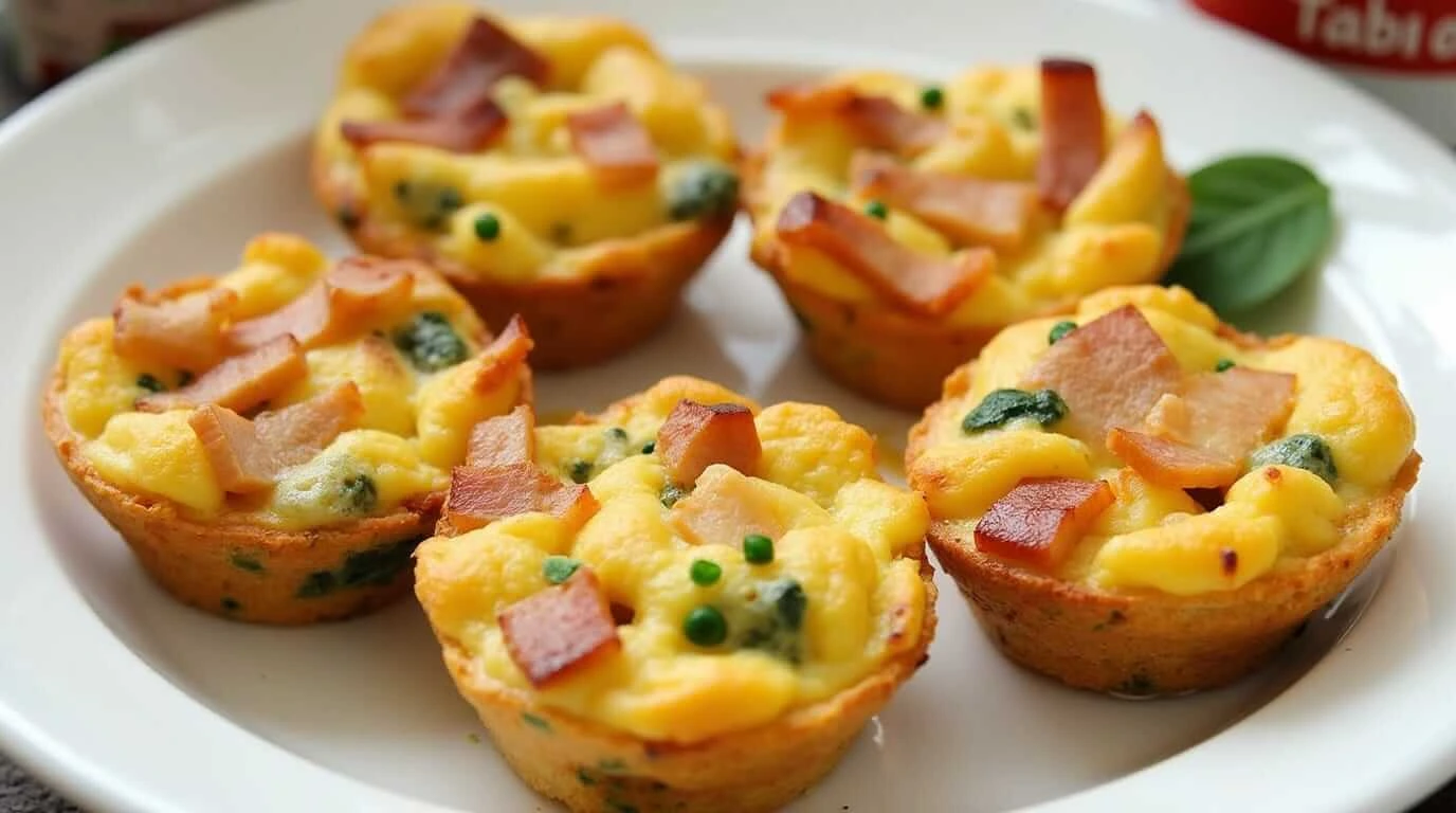 Crescent roll breakfast pinwheels filled with ham and cheese.