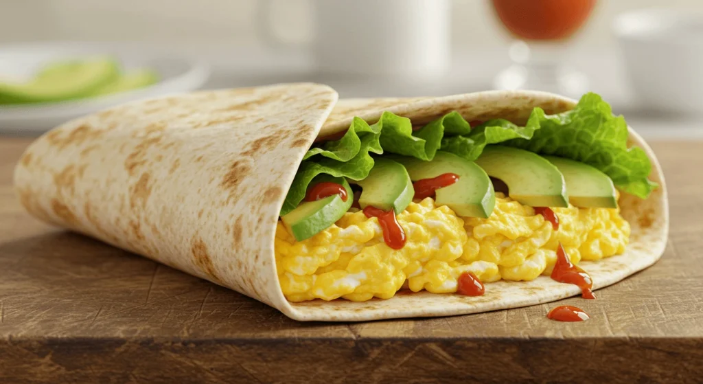 Egg and avocado wrap, a healthy, high-protein, and keto-friendly quick lunch idea for work