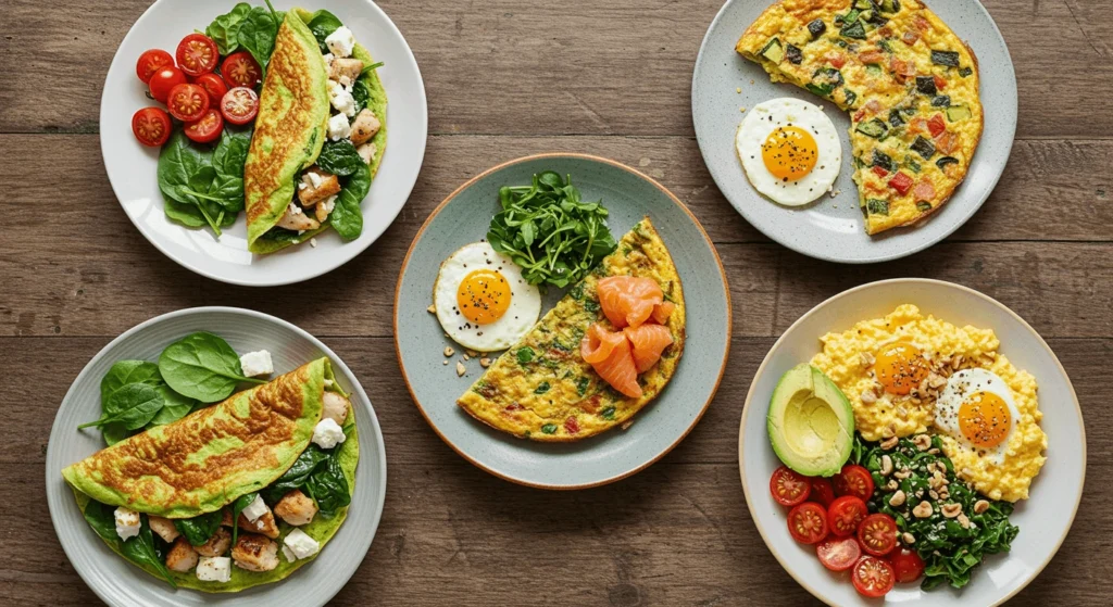 Protein-packed egg meals featuring scrambled eggs, omelettes, and egg curries, perfect for a healthy dinner.

