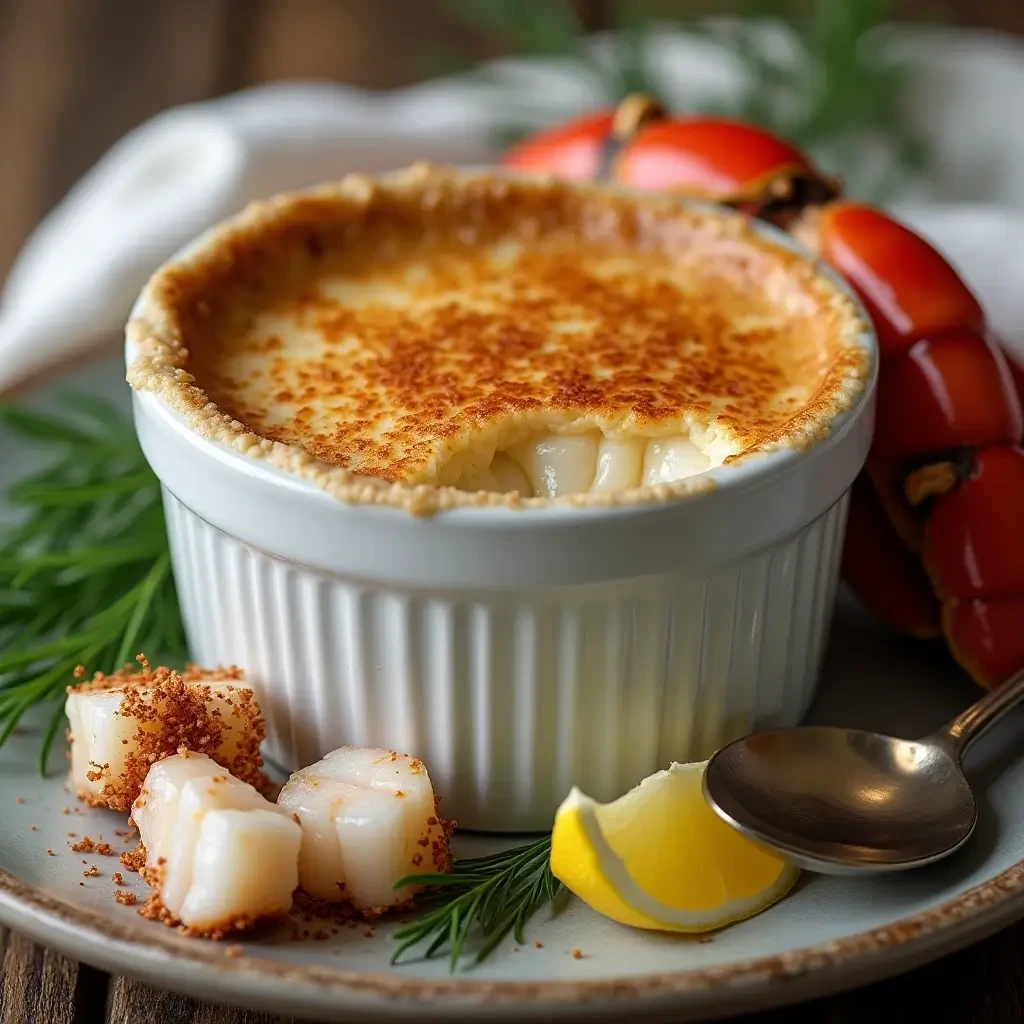 Crab Brulee Recipe with a golden, crispy caramelized sugar crust.