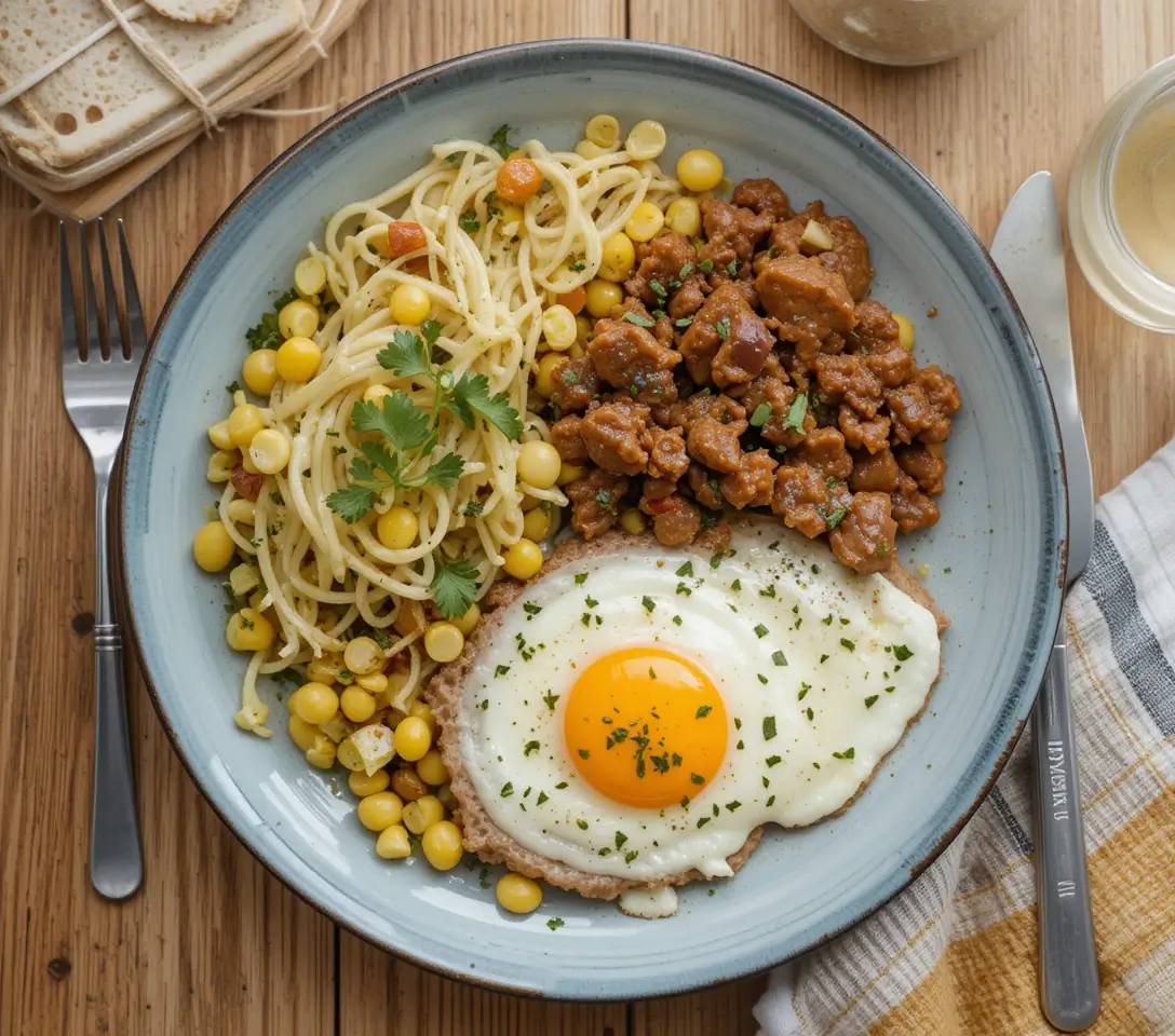 A delicious canned corn beef breakfast recipe with no potatoes, featuring scrambled eggs and corned beef.