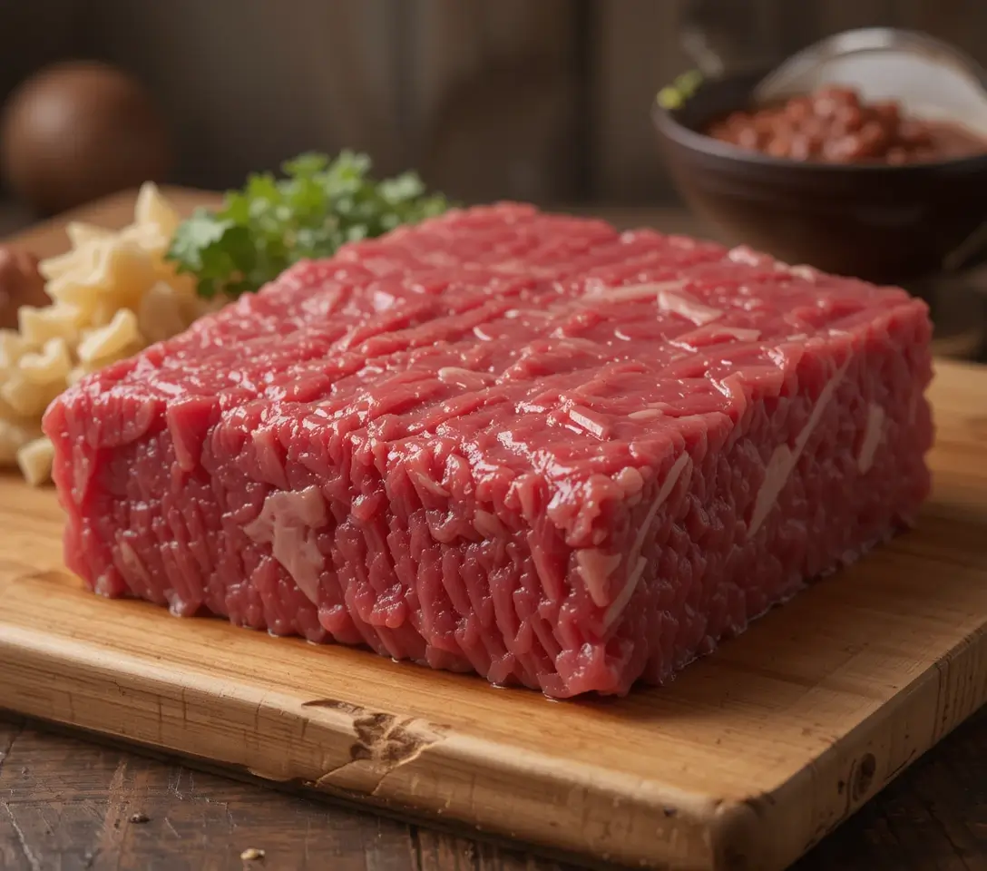 Wagyu ground beef steak with a juicy, tender center