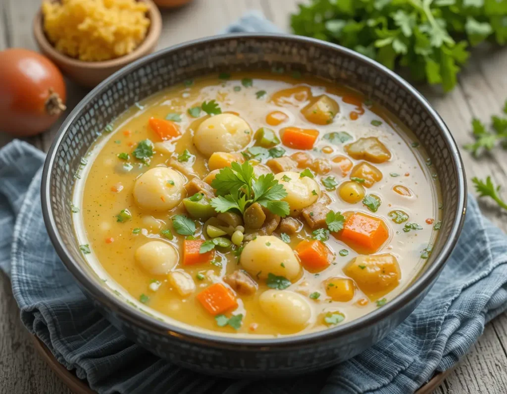 Potato and vegetable soup for low-calorie fasting meals