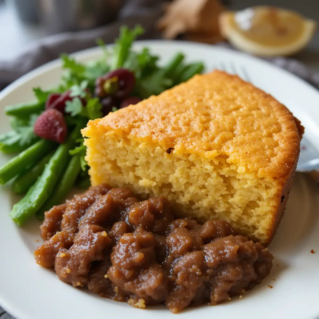 Southern cornbread recipe beef tallow fresh out of the oven with golden crispy edges and a soft interior.