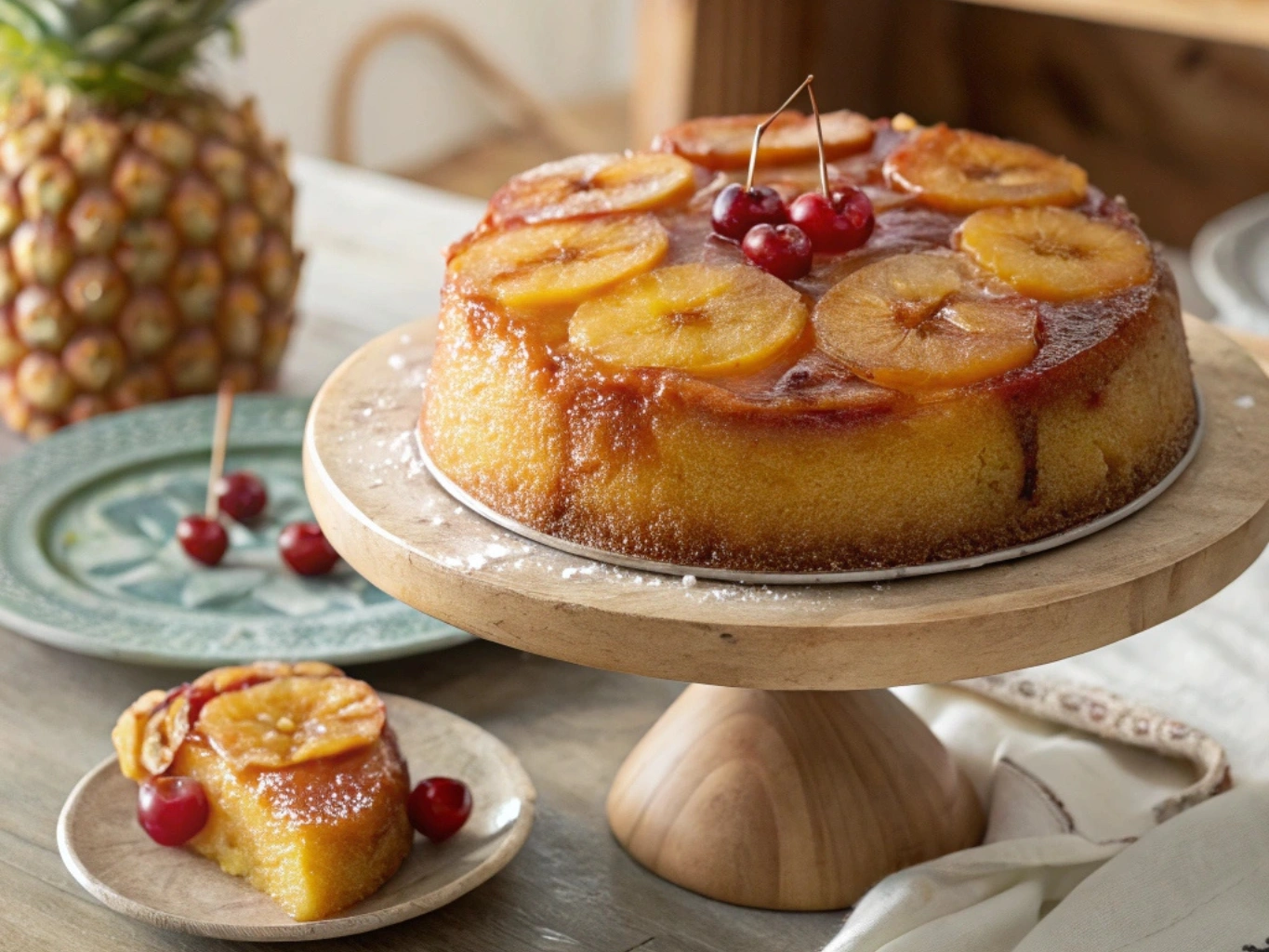 Pineapple Upside Down Cake made with Cake Mix, featuring caramelized pineapple and a golden cake layer.