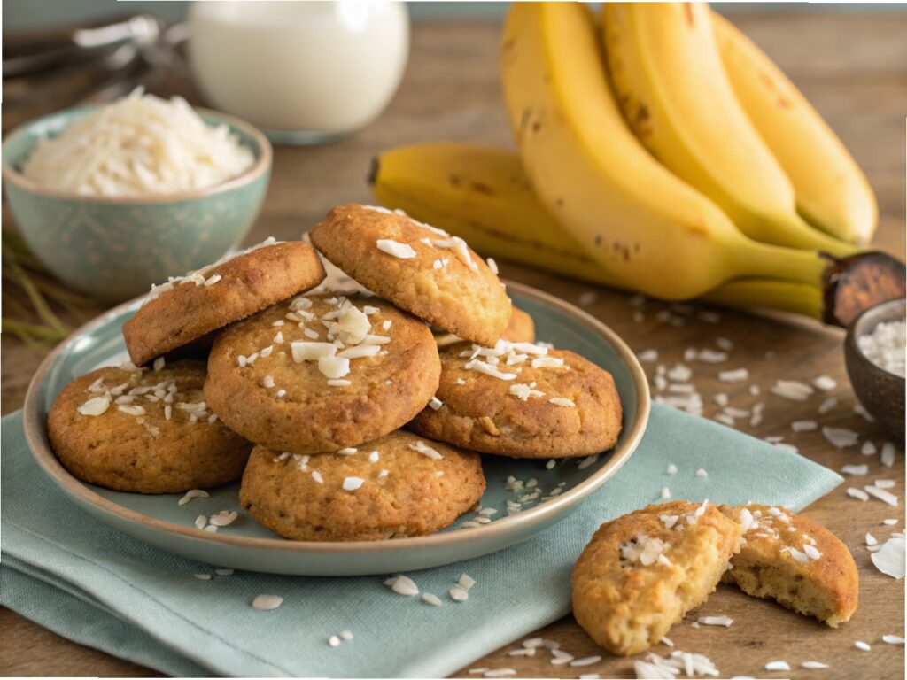  cookies with coconut flakes, freshly baked