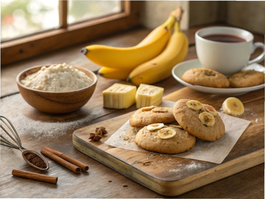 Classic banana bread cookies fresh out of the oven