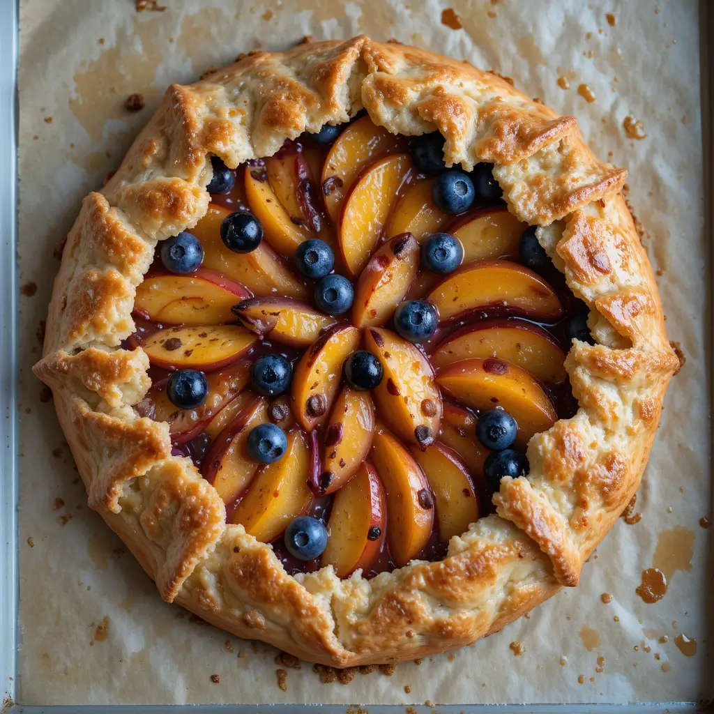 A selection of beautifully baked sourdough pies and tarts filled with fresh fruit and a golden, flaky crust.