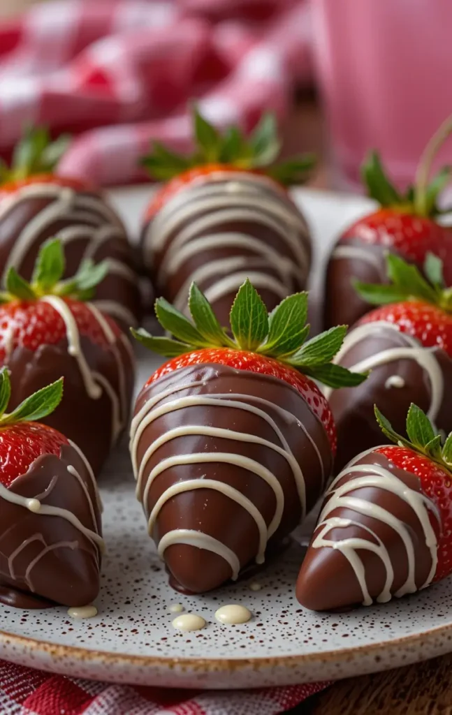 How to make chocolate dipped strawberries – Finished chocolate dipped strawberries ready to serve