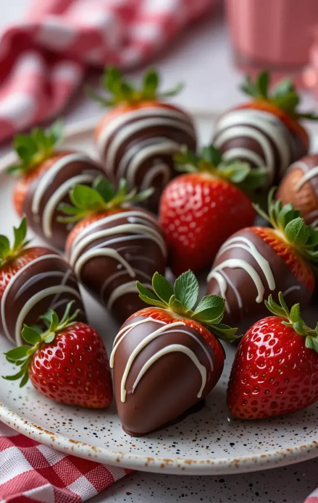 How to make chocolate dipped strawberries – Finished chocolate dipped strawberries with glossy coating