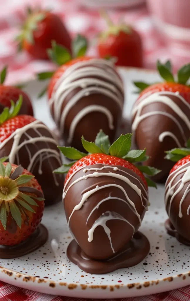 How to make chocolate dipped strawberries – Close-up of glossy chocolate covered strawberries