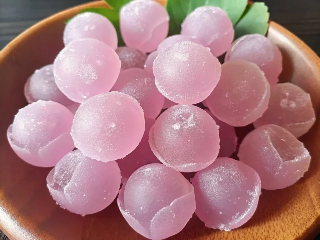 Close-up of Pink Cotton Candy Grapes showcasing their vibrant color and sweet, candy-like appearance.