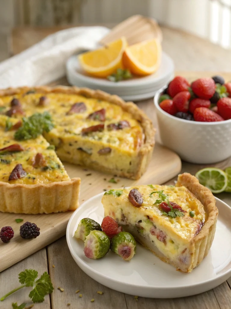 A delicious, golden-brown sausage quiche with a flaky crust, perfect for any meal