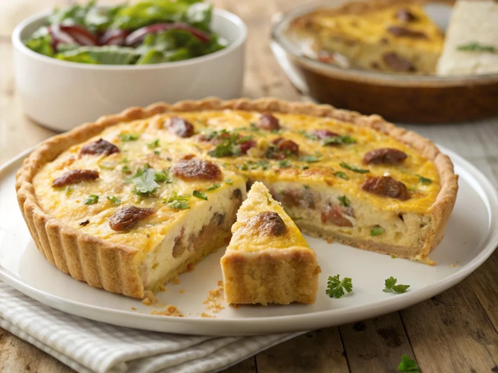 Step-by-step guide to making a delicious sausage quiche with savory sausage and a creamy filling.