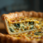 Dairy free savoury tart with colorful vegetable filling.